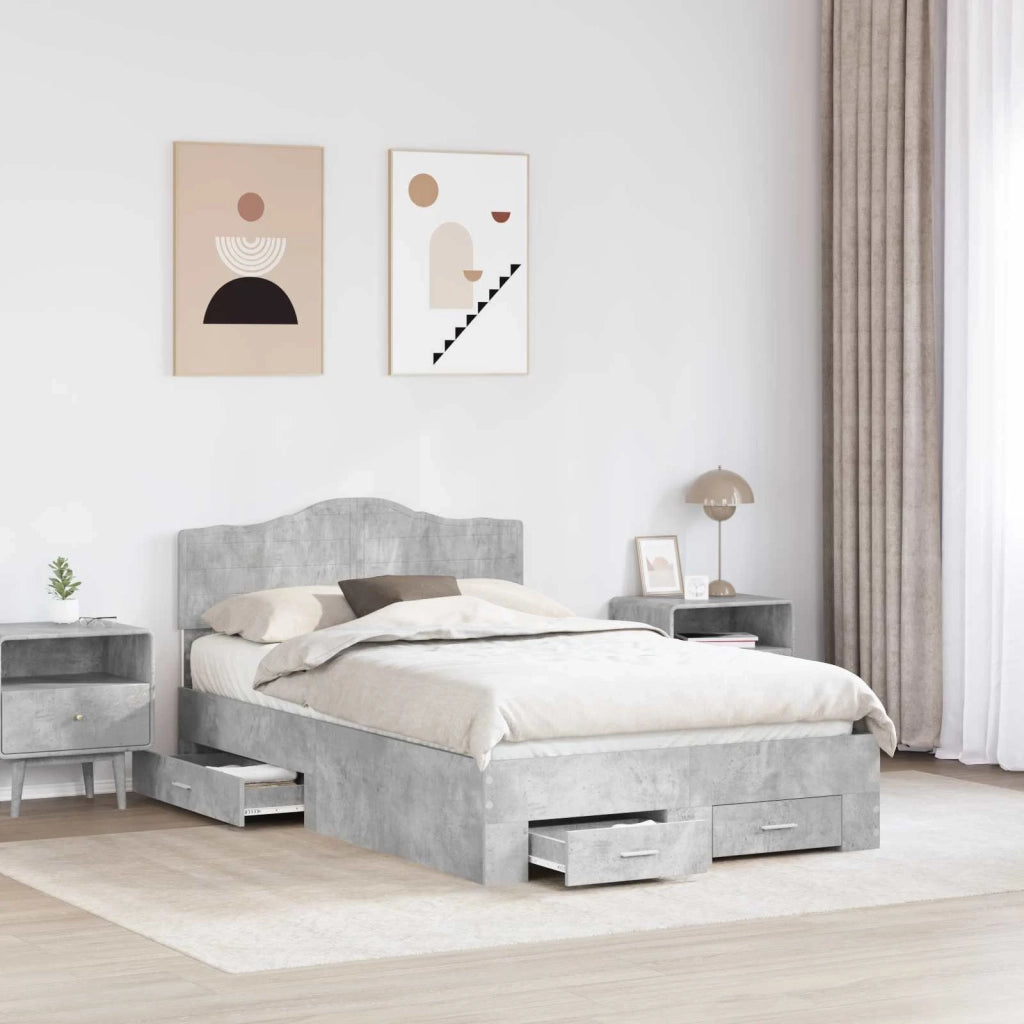 Struttura del letto con testiera Grigio cemento 120 x 200 cm