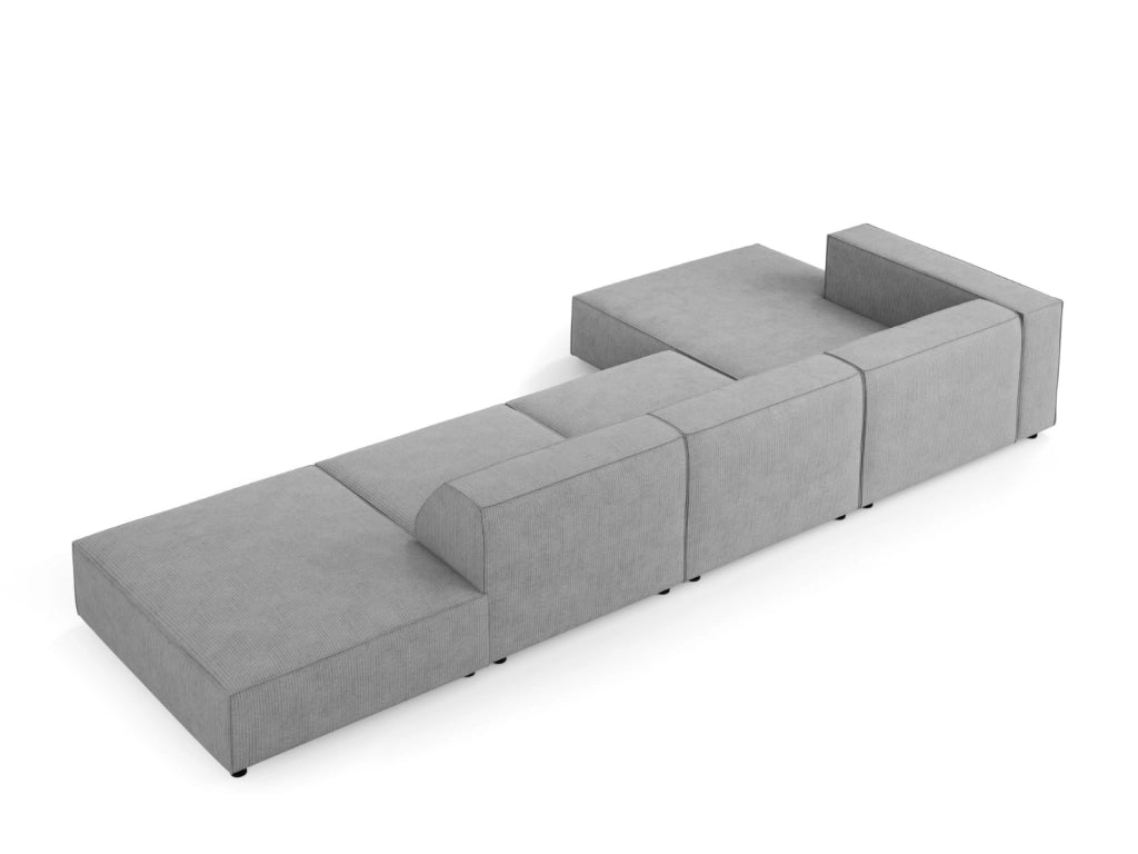 Cosmopolitan Design - Divano angolare sinistro "Arendal" 5 posti in ciniglia con effetto a coste grigio scuro 