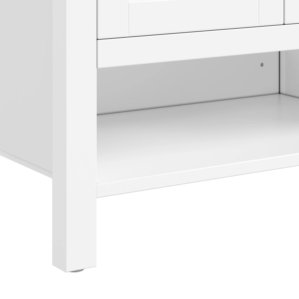 Mobile sottolavabo con 2 ante e vano aperto per bagno in MDF e ceramica 76.5×47×83 cm bianco