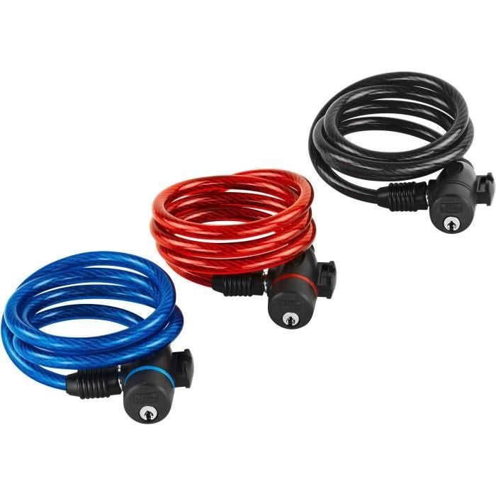 Cavo antifurto per bicicletta - BURG WACHTER - 1 260 100 - Spirale 100 cm, acciaio 8 mm, chiave, supporto per bicicletta