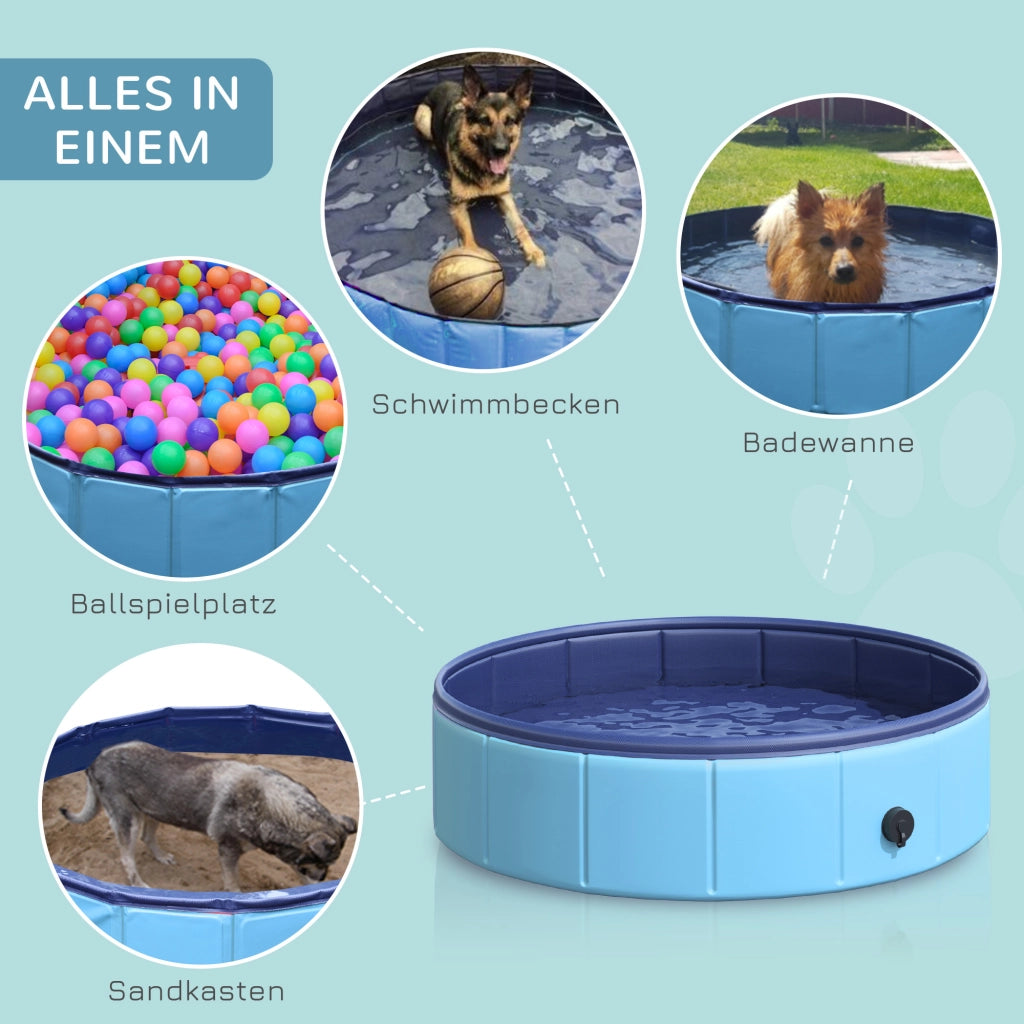 Vasca da bagno per cani e gatti pieghevole ¨C zephmum ¨C Plastica+Legno Blu ?80x20 cm