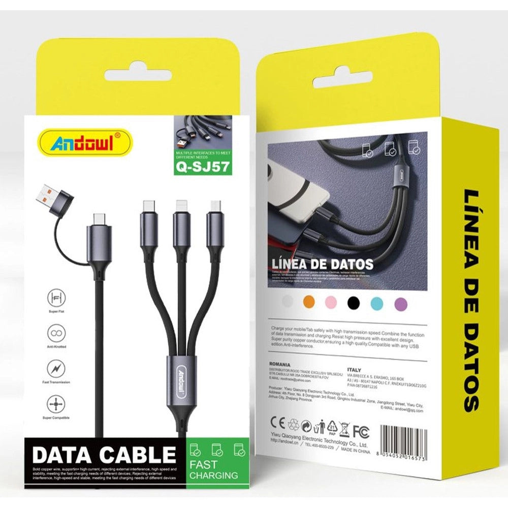 Trade Shop - Cavo Di Ricarica Rapida Trasferimento Dati Usb A Micro Usb / Lightning / Type-c Q-sj57 -