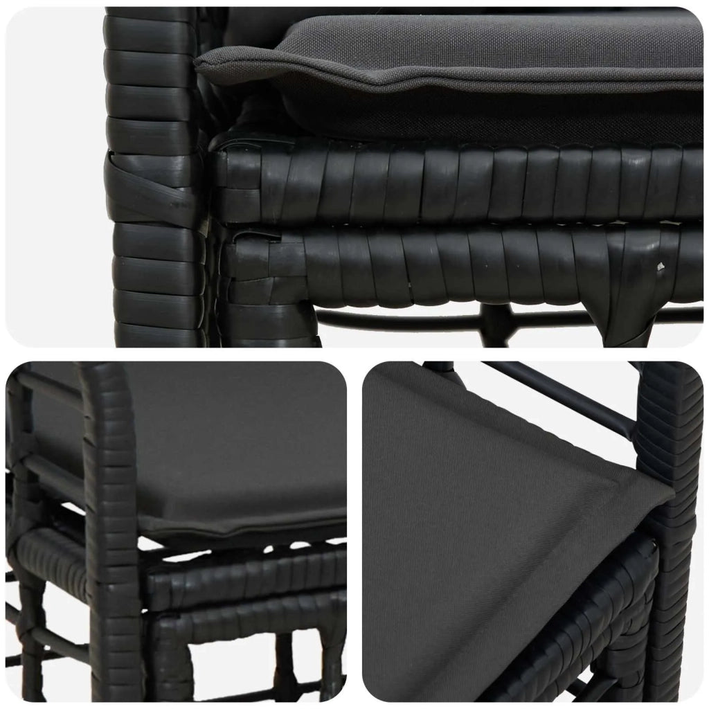 Loveseat da esterno 2 pz Nero e Grigio scuro polyrattan CFW4953401