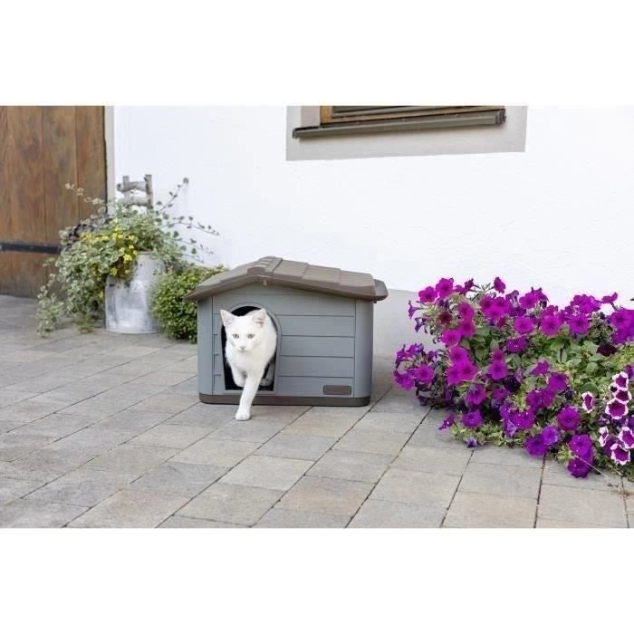 House for Cats Paola Eco Kerbl - 60 x 51 x 41 cm - grigio e marrone - plastica riciclata