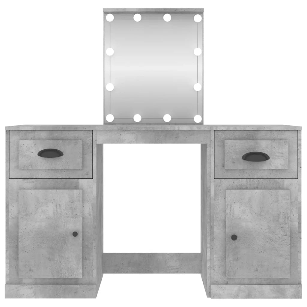 Toeletta | Tavolo da Trucco con LED Grigio Cemento 130x50x132,5 cm