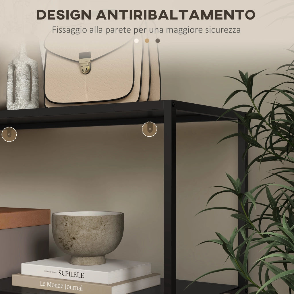 Consolle Ingresso Moderna ¨C zephmum ¨C 2 Ripiani Acciaio Nero 90x30x75cm