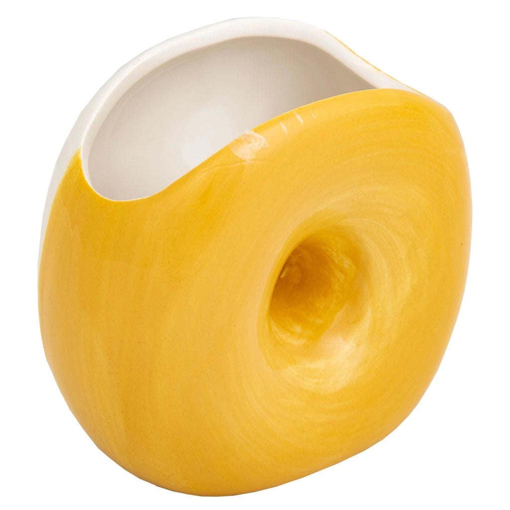 Portapenne a ciambella in ceramica bianca 11x6,5x11h