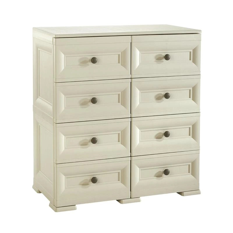 CASSETTIERA 8 CASSETTI PICCOLI ANGORA 79X43X85,5 CM IN RESINA – MOBILE CONTENITORE SALVASPAZIO PER ORGANIZZAZIONE CASA