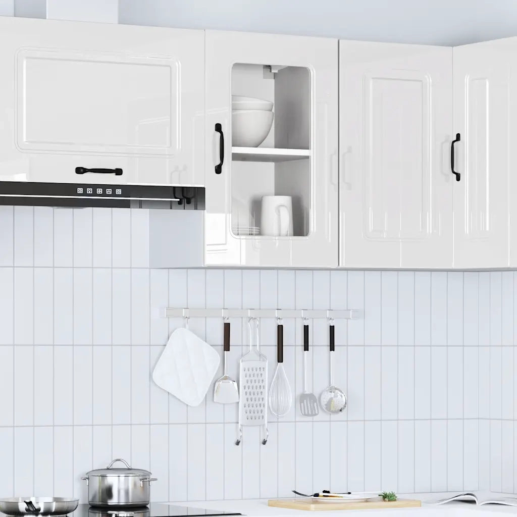 Pensile da Cucina con Porta in Vetro Kalmar Bianco Lucido
