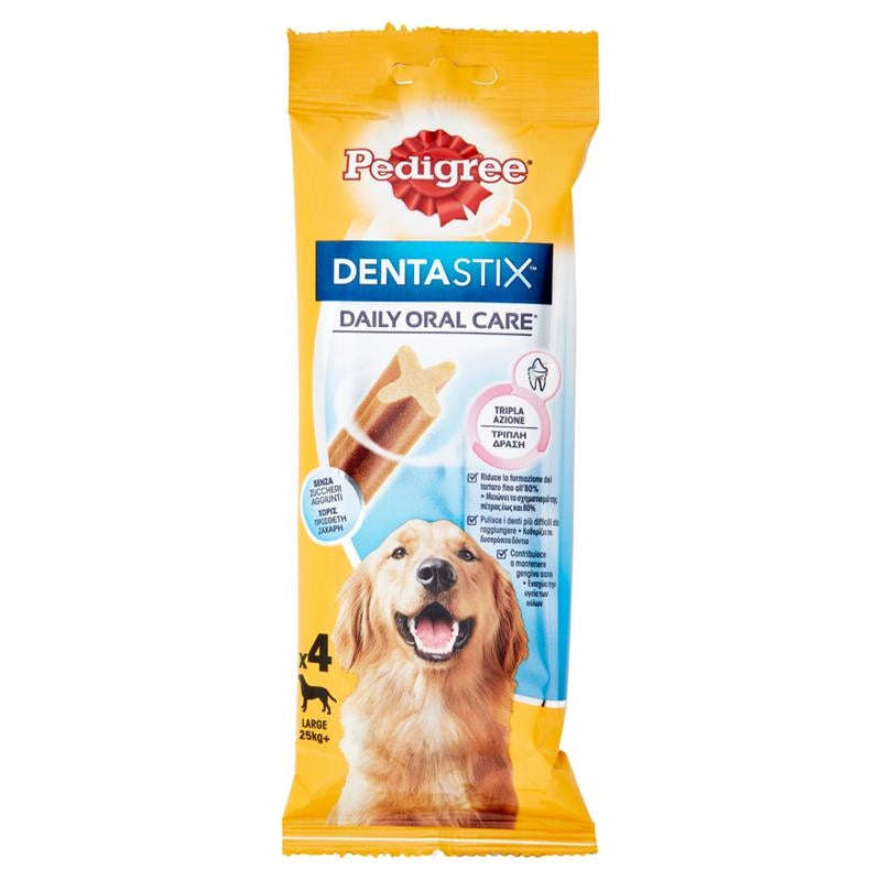 PEDIGREE DENTASTIX DAILY ORAL CARE TRIPLA AZIONE SENZA ZUCCHERI AGGIUNTI 4 PZ PER CANI TAGLIA L 25KG+