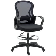 Sedia da ufficio con schienale in rete, regolabile in altezza, girevole e con poggiapiedi ¨C zephmum ¨C nero