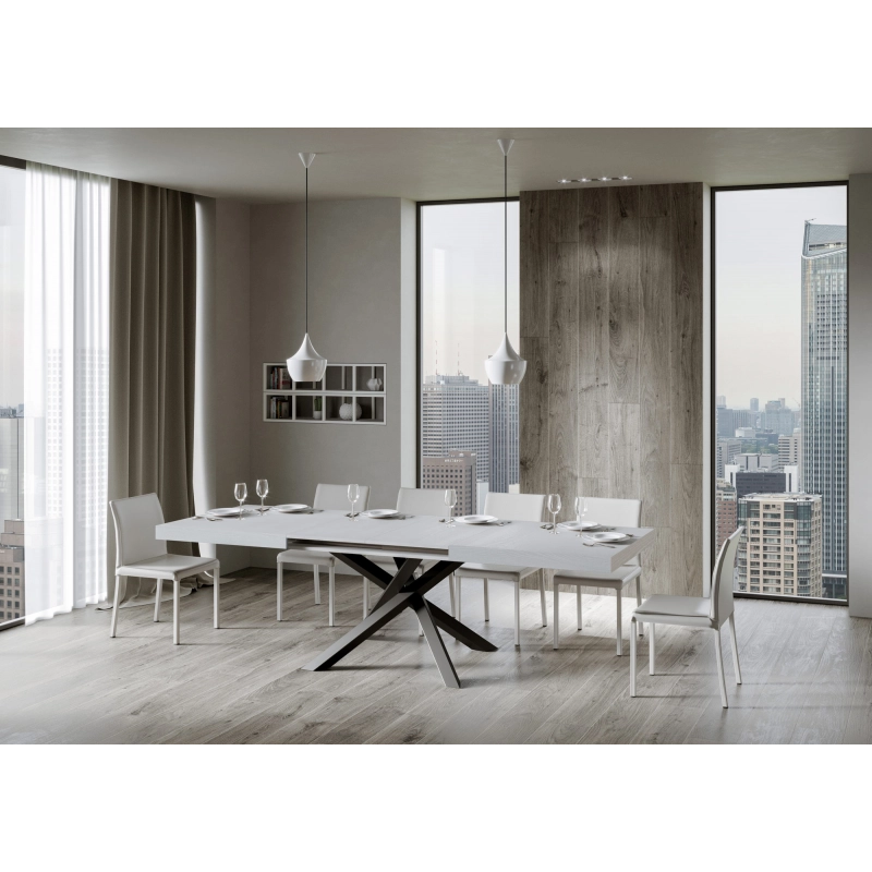 Tavolo allungabile 90x180/440 cm Volantis telaio Antracite - Bianco Frassino