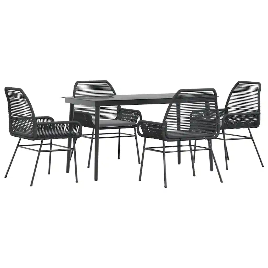 Set da Pranzo da Giardino con Cuscini 5 pz Polyrattan Vetro 3334466