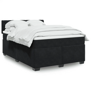 vidaXL Giroletto a Molle con Materasso Nero 160x200 cm in Velluto