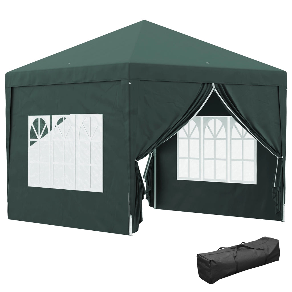 Gazebo Giardino Pieghevole 3x3 m Verde con 4 Pareti ¨C zephmum ¨C Polipropilene Impermeabile Anti-UV