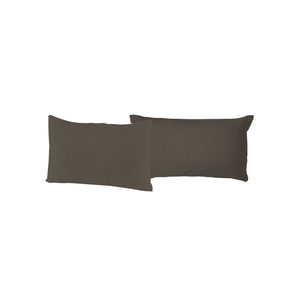 Coppia di Federe 52x82 cm in Cotone Tinta Unita Marrone