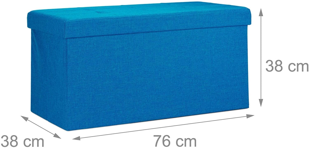 Panca sgabello pouf pieghevole cassapanca poggiapiedi 76 cm lino blu 13_0002337_2