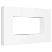 Set di mobili da 8 pezzi tra cui armadio credenza mobile TV televisore per soggiorno camera da letto salotto legno ingegnerizzato bianco 02_0025219
