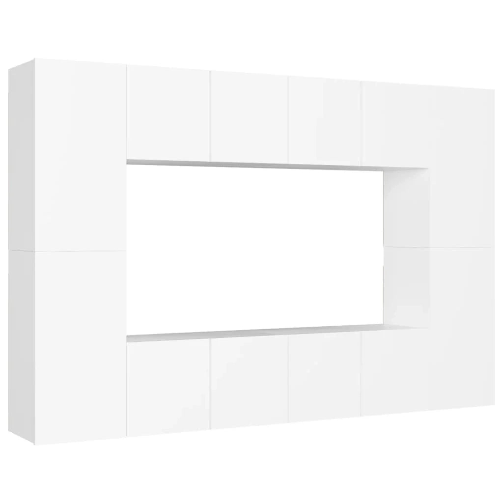 Set di mobili da 8 pezzi tra cui armadio credenza mobile TV televisore per soggiorno camera da letto salotto legno ingegnerizzato bianco 02_0025219