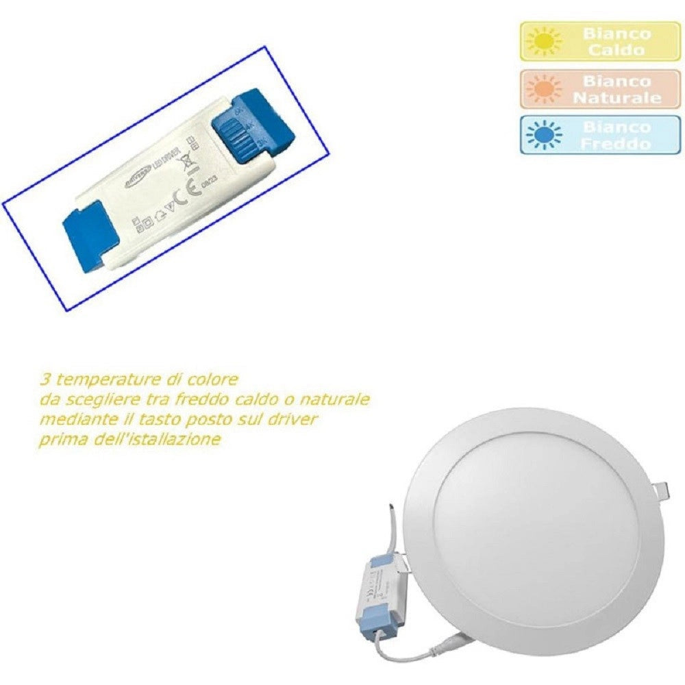 Trade Shop - Pannello Led Incasso Rotondo Slim Plafoniera 3 W Cct 3 Colorazioni Luce P73a-t3c -