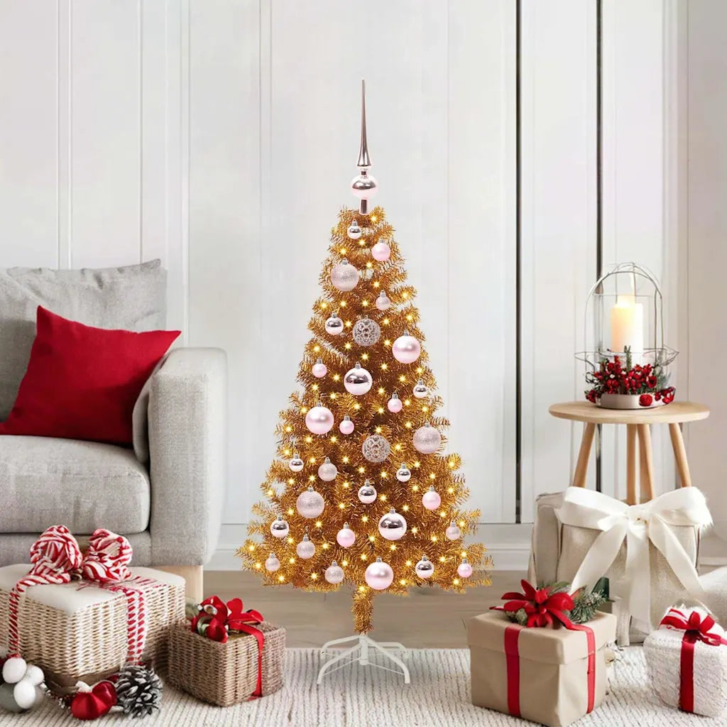 Albero di Natale con 150 LED con supporto Oro 120 cm PET 3396605