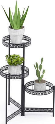 Supporte per piante in acciaio verde rotante per piante e fiori per balcone e giardino esterno