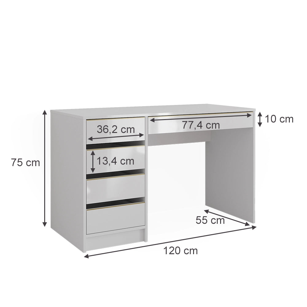 Vicco Tavolo da toeletta Bianco/Oro 120 cm Senza specchio