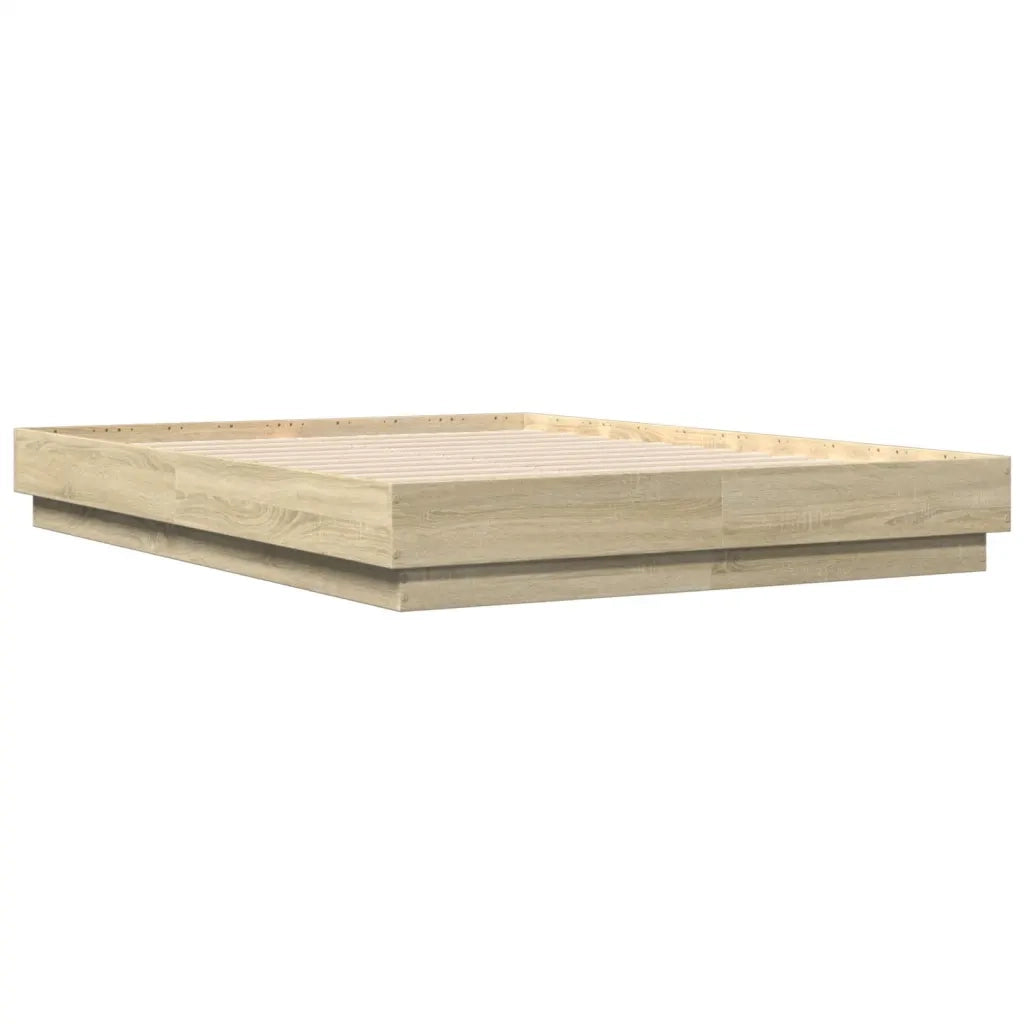 Giroletto con Luci LED-Struttura Letto Rovere Sonoma 135x190 cm