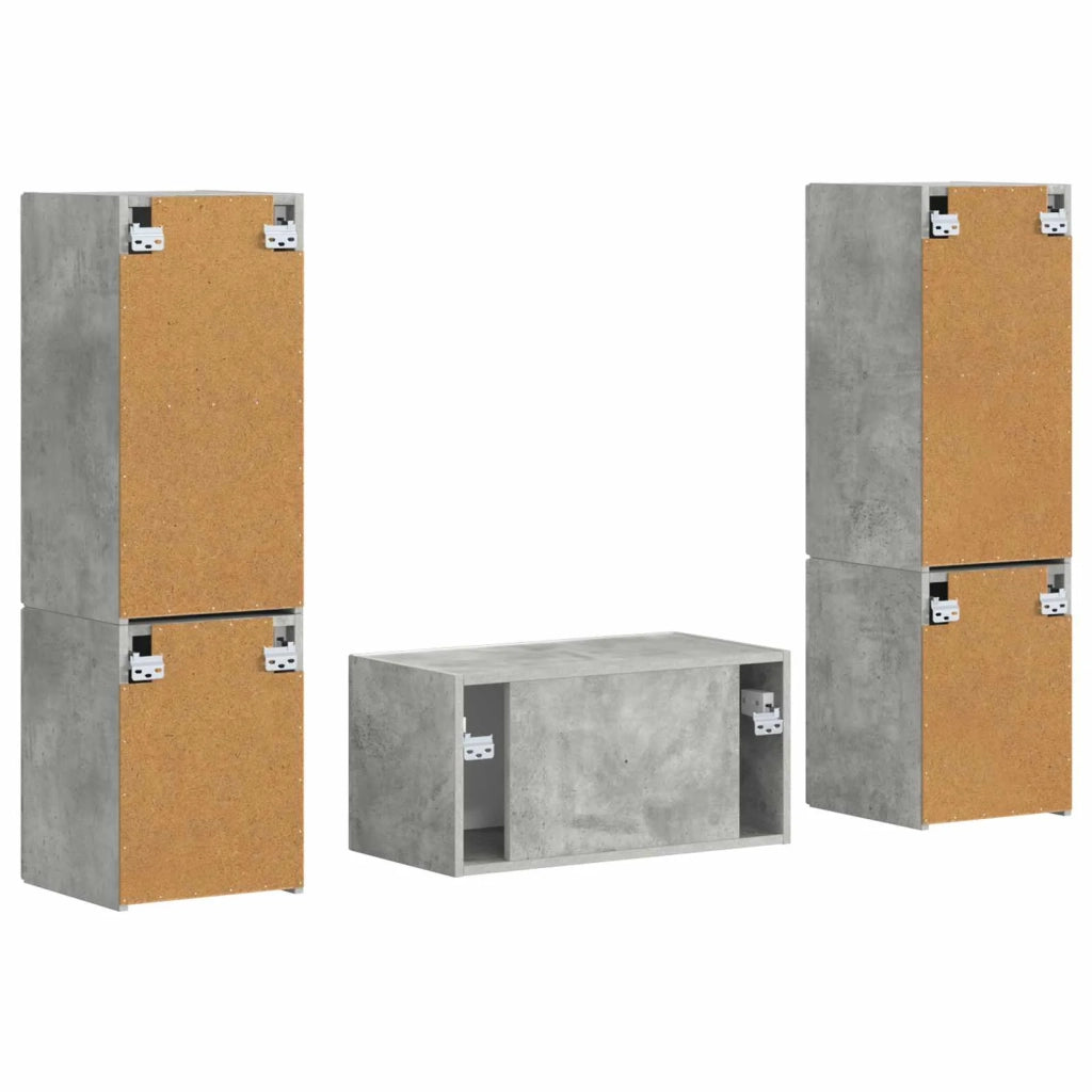 Set mobile TV 5 pcs Grigio cemento Legno multistrato