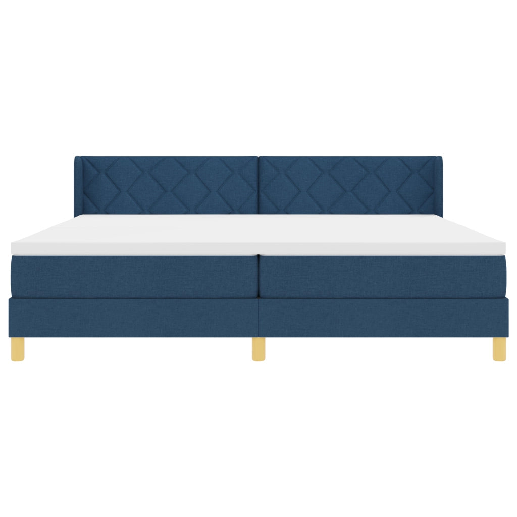 Letto Box Spring con Materasso Blu 200x200 cm Tessuto