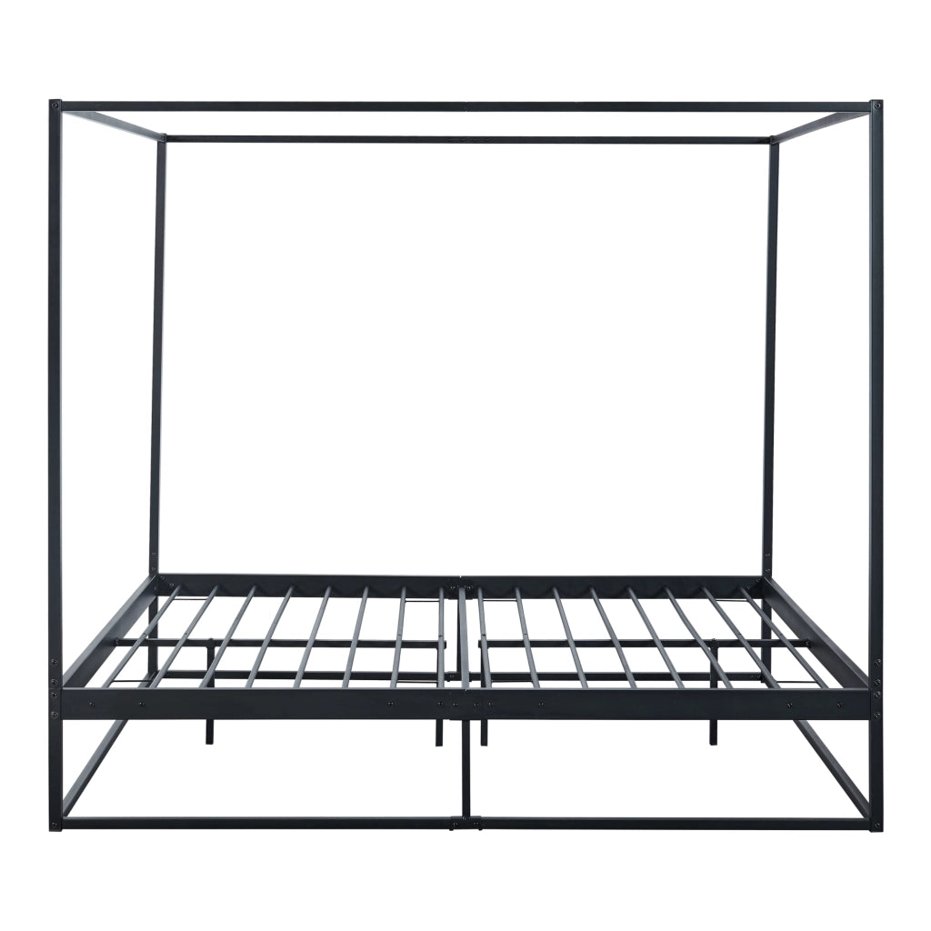 Letto a Baldacchino Kristianstad con Materasso 160 x 200 cm Metallo Nero [en.casa]