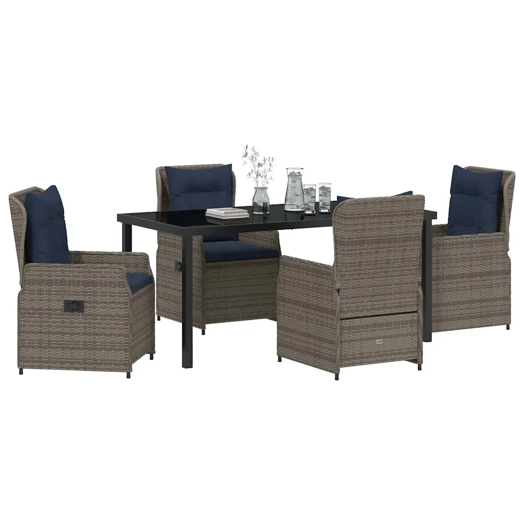 Set da Pranzo per Giardino 5 pcs Grigio Poly Rattan 3381033