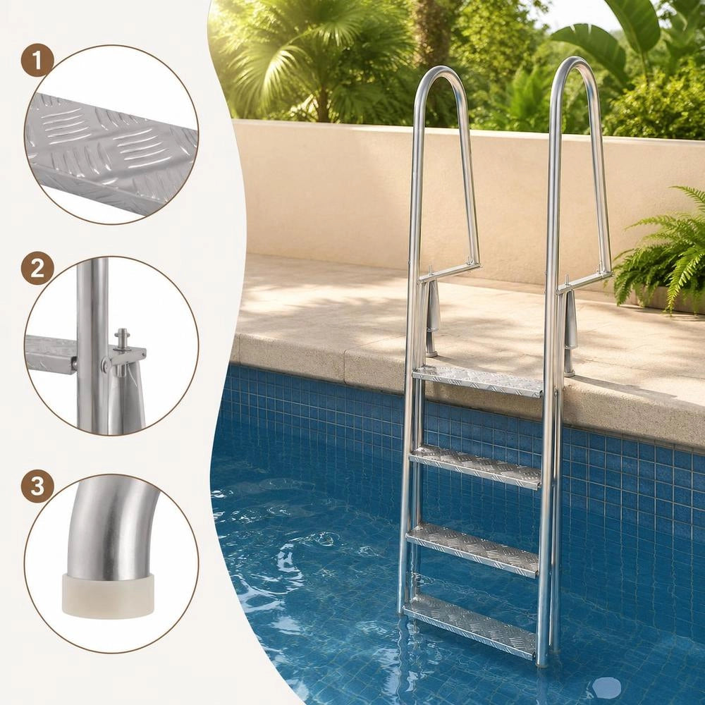 4-step Aluminum Pool Ladder, 167 Cm