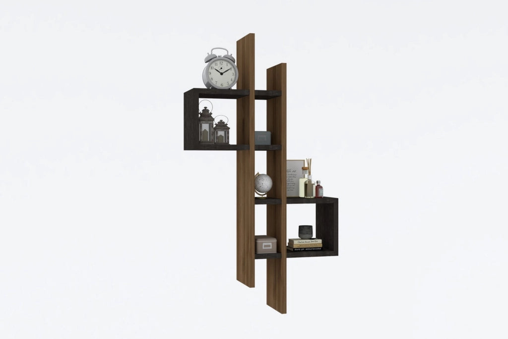 Mensola da parete in legno "Emse" - 53 x 19 x 108 cm - Rovere, Antracite