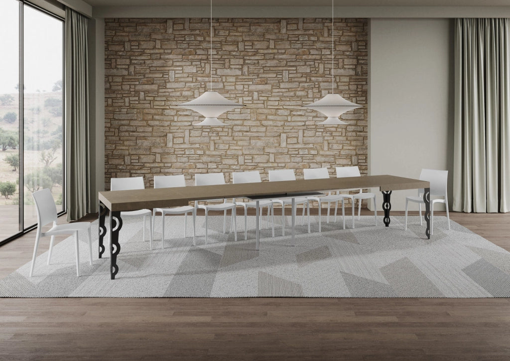 Tavolo Allungabile 160-420x90x77 cm Karamay Tortora Telaio Antracite