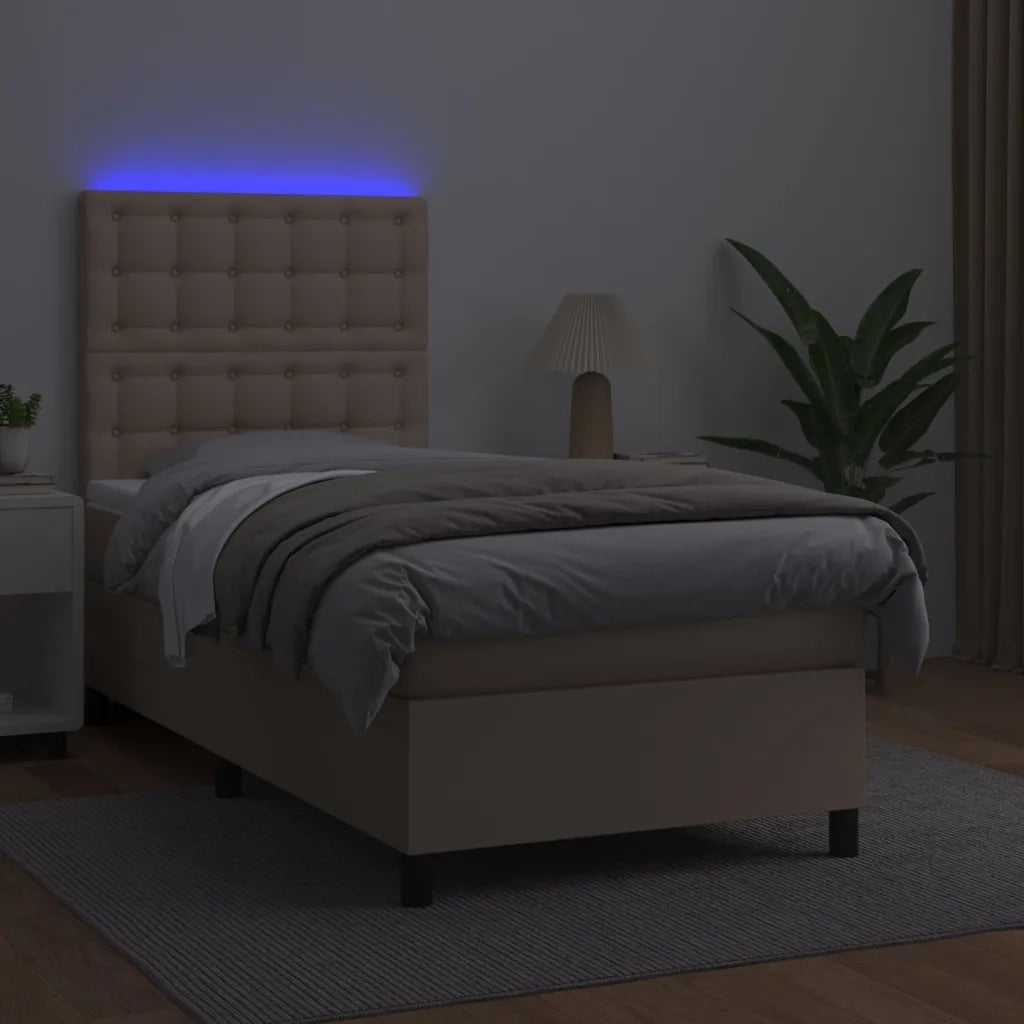 Giroletto Molle Materasso e LED Cappuccino 80x200 cm Similpelle cod mxl 64389
