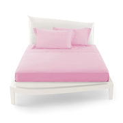 Trade Shop - Completo Da Letto Matrimoniale Tinta Unita Lenzuola Coordinato Copricuscini - Rosa