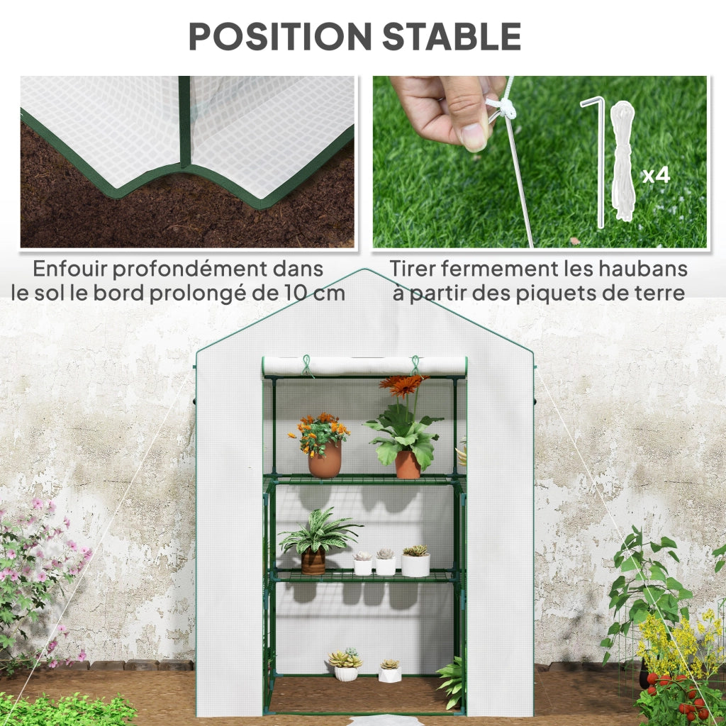 Serra da giardino con porta e finestre ¨C Zephmum ¨C Grigio 140x73x190 cm