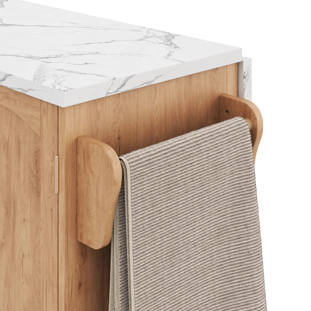 Credenza da cucina con 2 ante; 2 cassetti e piano ribaltabile in MDF naturale