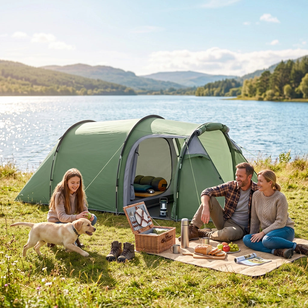 Tenda da Campeggio 4 Posti ¨C Zephmum ¨C Verde Scuro 426x206x15 cm
