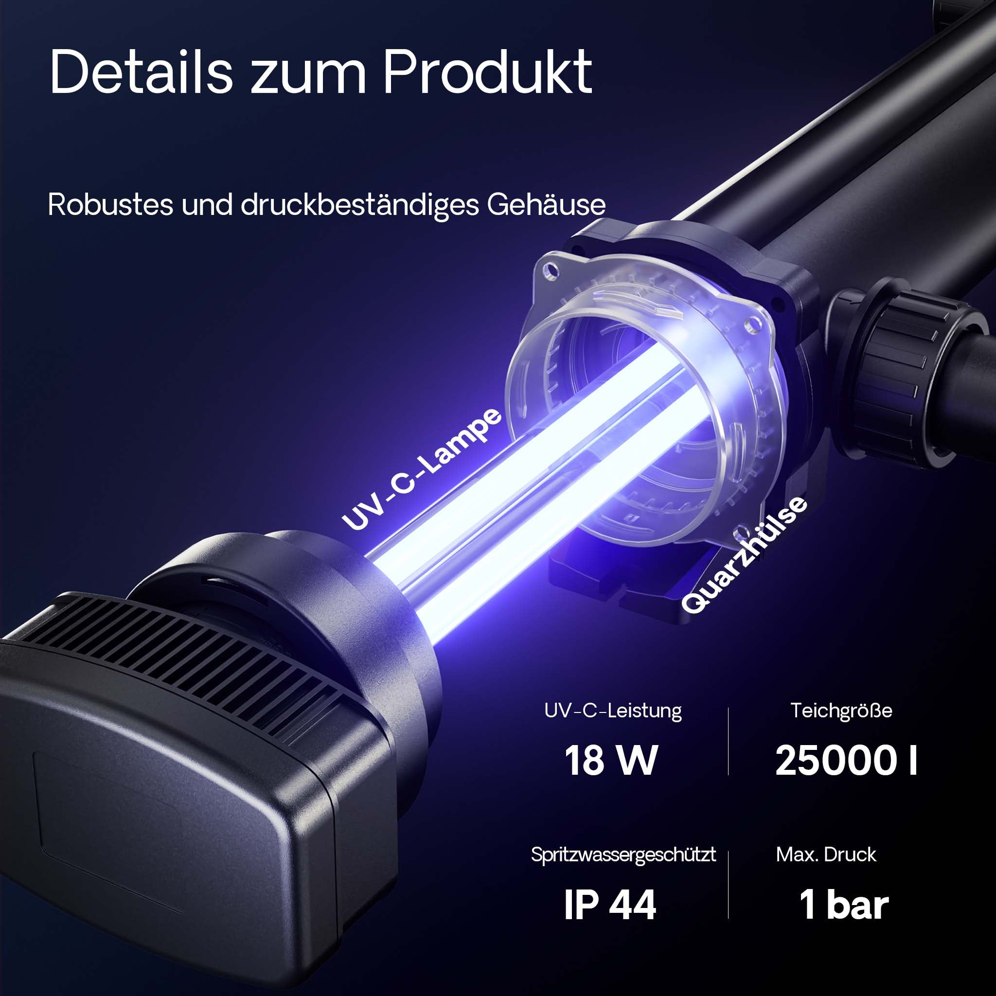 CUV-318 Chiarificatore acqua per laghetti Filtro luminoso 18W