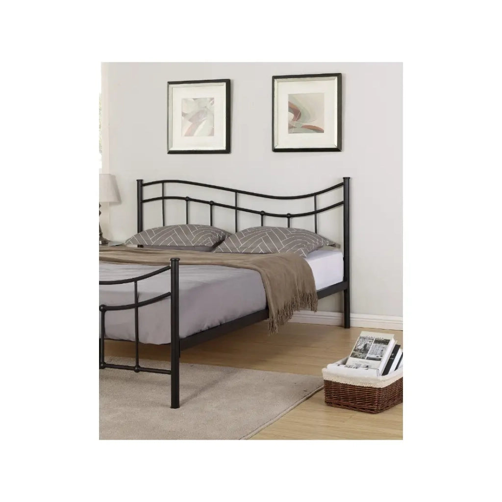 Letto ODETTE 160x200 cm – Metallo nero – Rete inclusa – Eleganza e robustezza