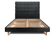 Letto 135x190 cm con testata imbottita - tessuto bouclé
