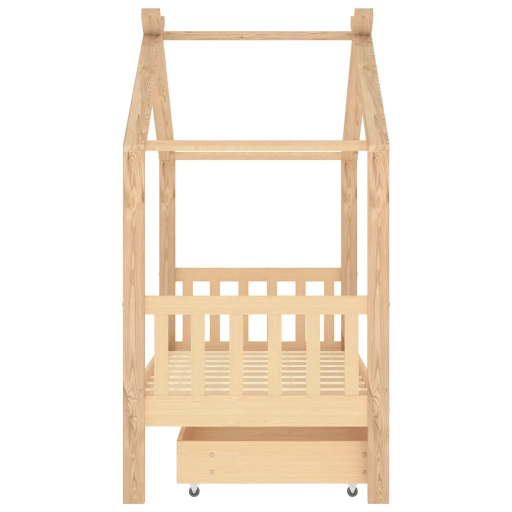 Giroletto per Bambini con Cassetto Legno Massello Pino 80x160cm 322146