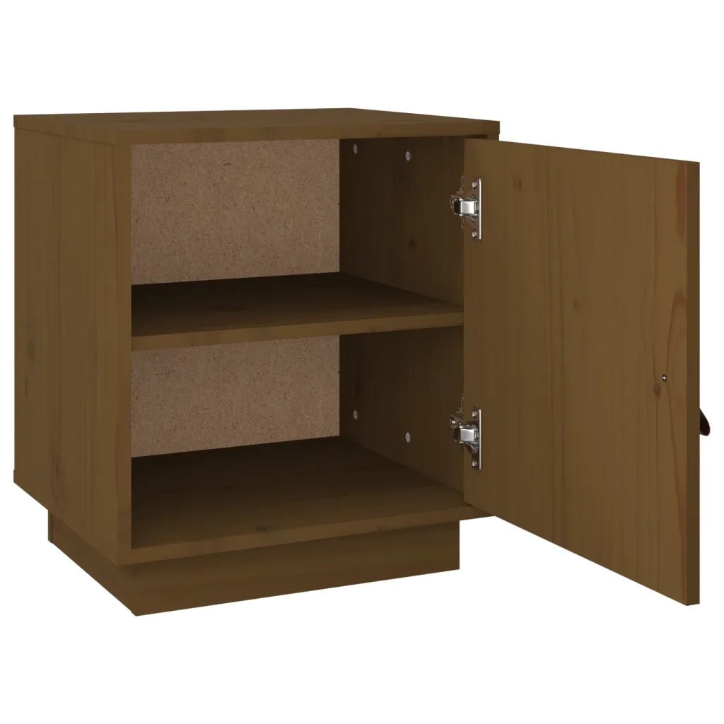 Comodino | Armadio da Notte | Mobiletto da notte Marrone Ambrato 40x34x45 cm in Legno Massello di Pino