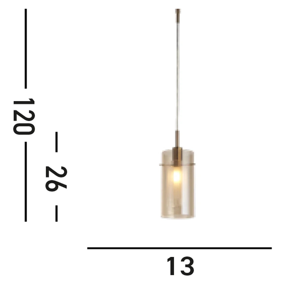 Sospensione Contemporanea Duetto 3 Acciaio Ottone Vetro 1 Luce E14