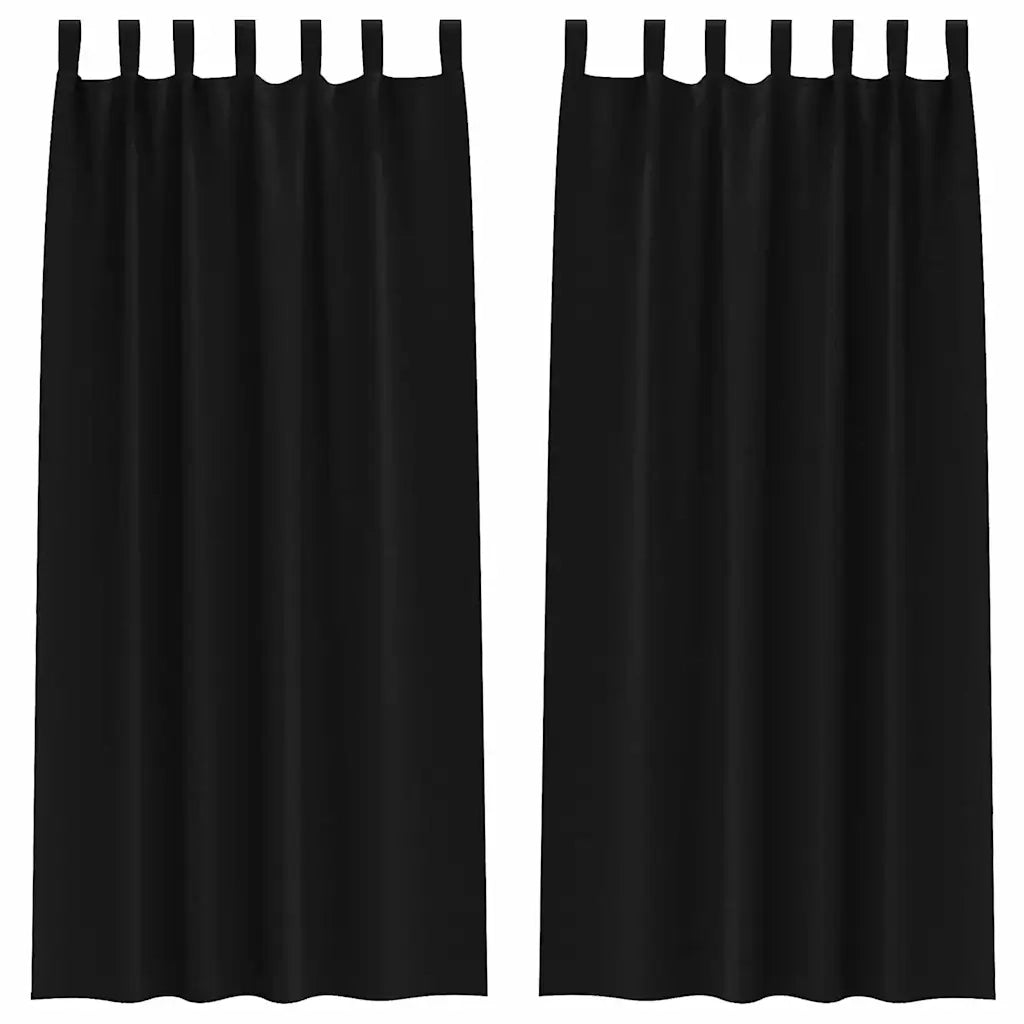 vidaXL Tende con tende 2 pcs Nero Poliestere