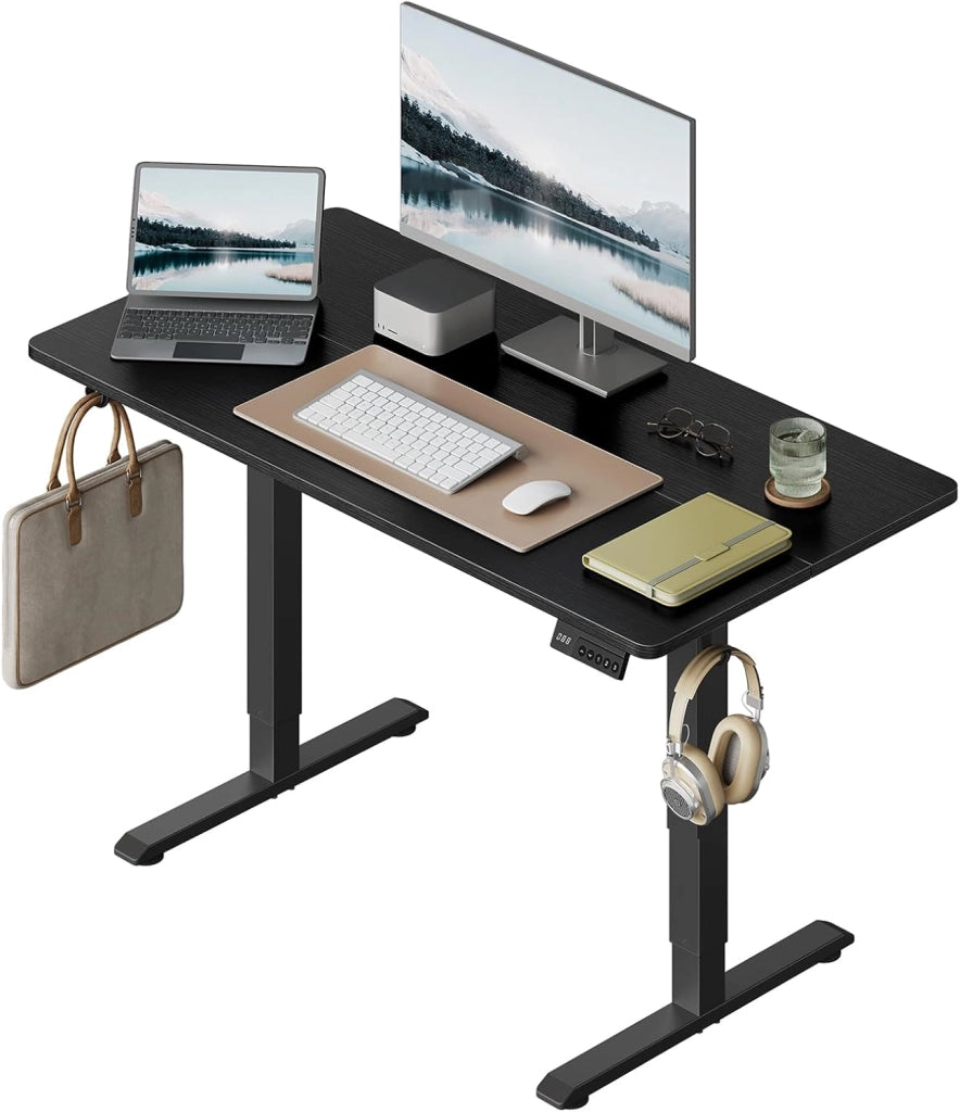 Scrivania Elettrica Regolabile in Altezza 72-118 cm, con 3 Memorie e 2 Ganci – Bianco, Silenziosa, Capacità di Carico 80 kg – per Ufficio, Casa, Gaming e Studio, 100x48 cm