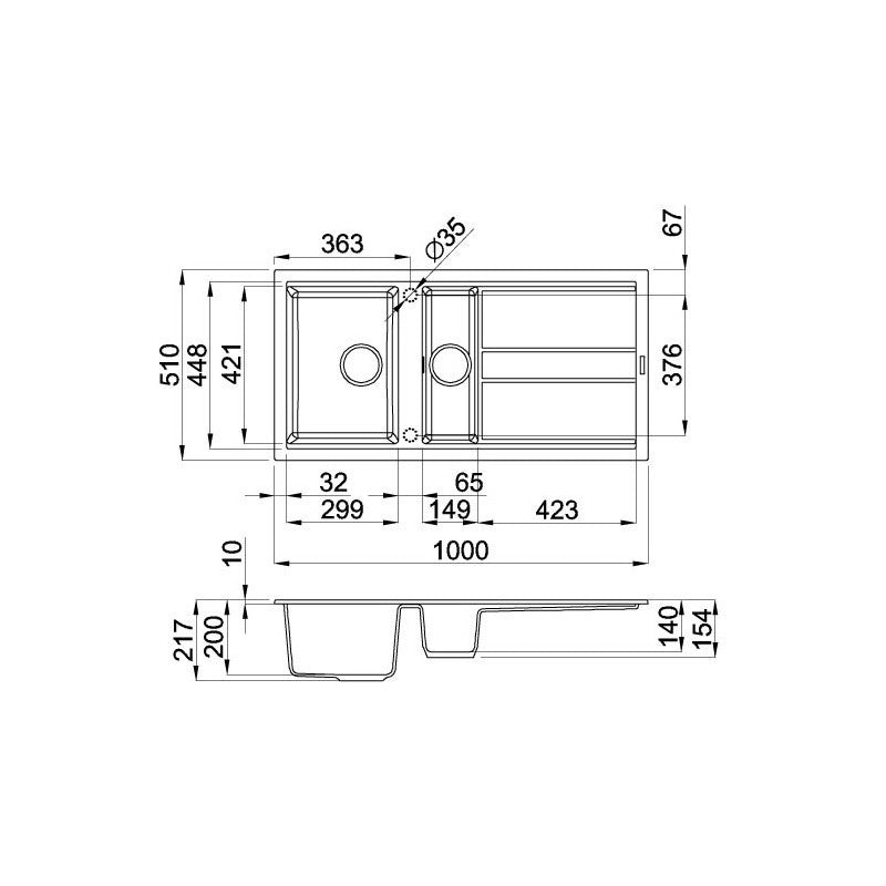 Lavello Elleci Incasso 2 vasche 100 x 51 Best 475 Granitek Grigio Cemento LGB47548
