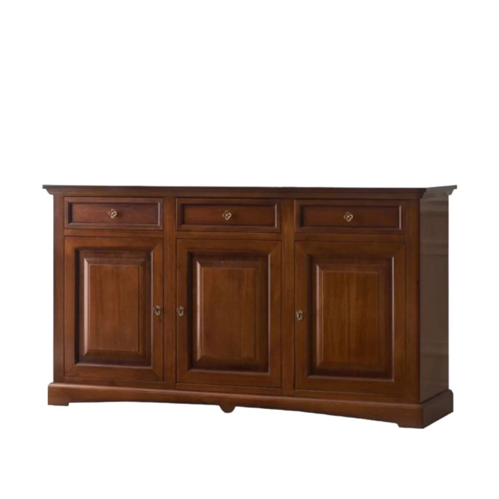 Madia credenza arte povera 3 porte legno tinta noce 170x46x96 - Mobili 2G